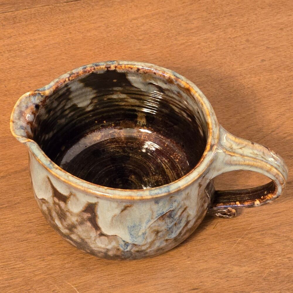 Studio Art Pottery Creamer Pitcher Signed Glazed Stoneware - Picture 5 of 11